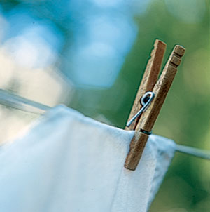 To save energy, the Tidwells dry clothes on a line.